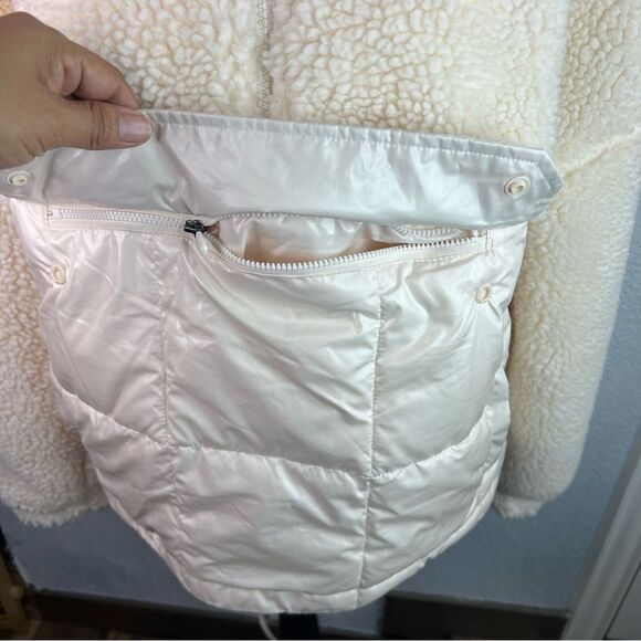 Fabletics Nelly Mixed Media Half Zip Ivory Pocket Pull Over Sherpa Jacket Sz  M - Picture 8 of 11